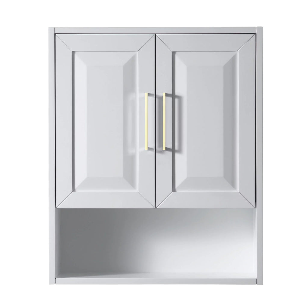 Wyndham Collection Dark Blue Daria Over-the-Toilet Bathroom Wall-Mounted Storage Cabinet with Matte Black Trim
