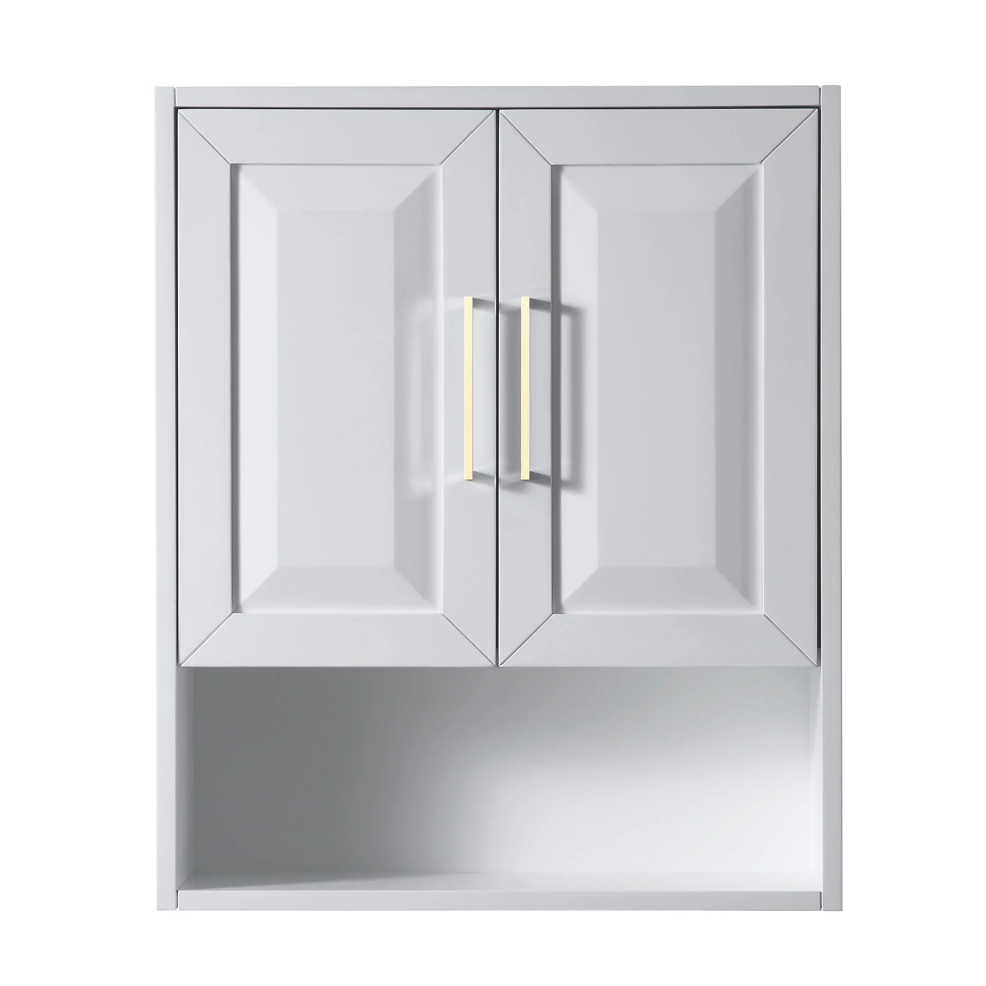 Wyndham Collection Dark Blue Daria Over-the-Toilet Bathroom Wall-Mounted Storage Cabinet with Matte Black Trim