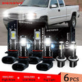 6pcs For 1999 2000 2001 2002 GMC Sierra 1500 2500 9005 9006 LED Headlight + 880 Fog Light Bulbs Super Bright white 6000K