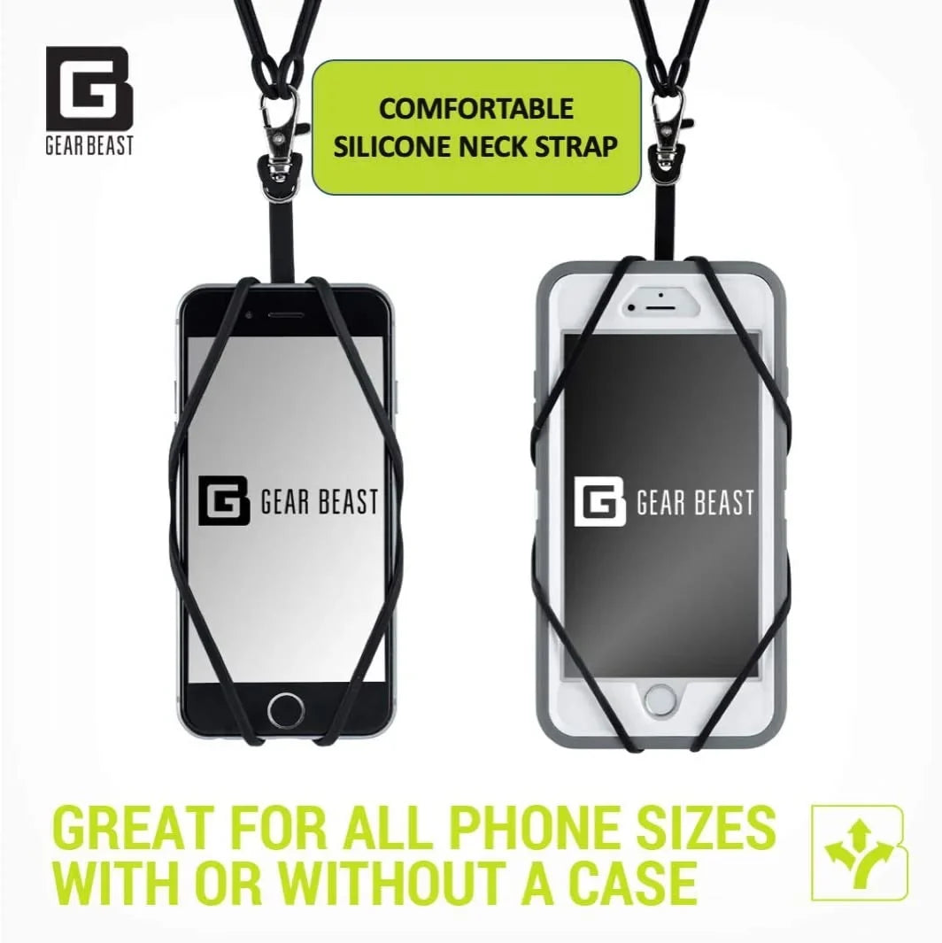 Gear Beast Cell Phone Lanyard - Universal Neck Phone Holder w/Card Pocket and Silicone Neck Strap - Matching with Most Smartphones, Arcadia