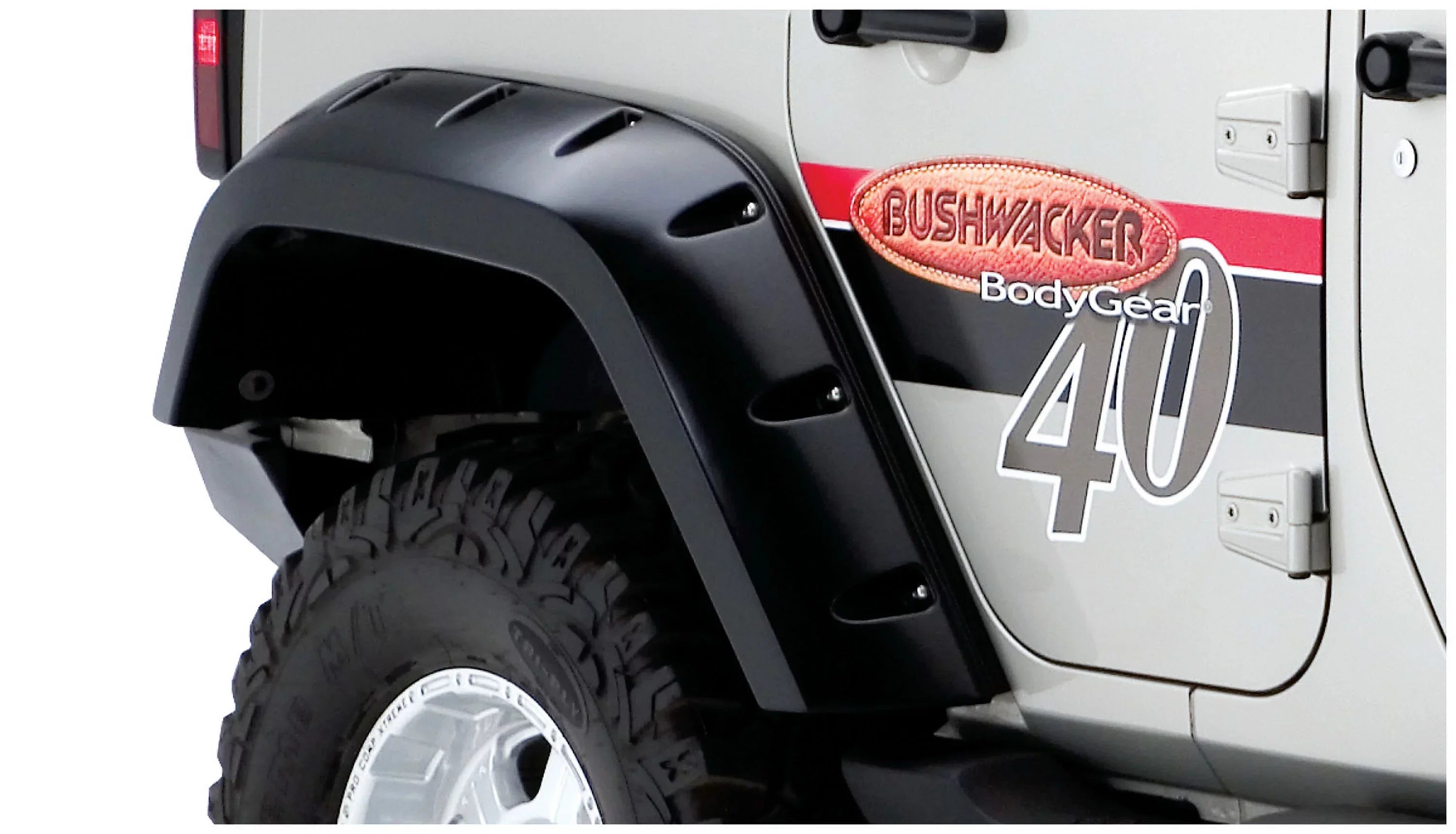 Bushwacker by RealTruck Max Wrap Pocket/Rivet Style Rear Fender Flares | 2-Piece Set, Black, Textured Finish | 10044-02 | Fitting with 2007-2018 Jeep Wrangler JK Unlimited