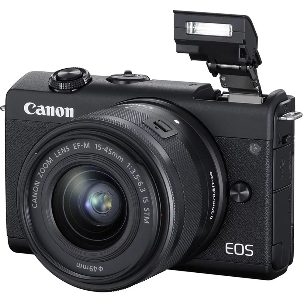 Ultimaxx Deluxe Canon EOS M200 Mirrorless Camera w/ 15-45mm f/3.5-6.3 IS STM Lens Bundle - Includes: 64GB Ultra Memory Card, Digital Flash with Bracket & Much More
