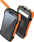Solar Power Bank for Ulefone Power Armor 14 Pro - Portable Charger 33500mAh QC3.0 18W PD 20W Fast Charging, Portable Charger with 10W Wireless 5 Outputs IP67 Waterproof 6W Flashlight