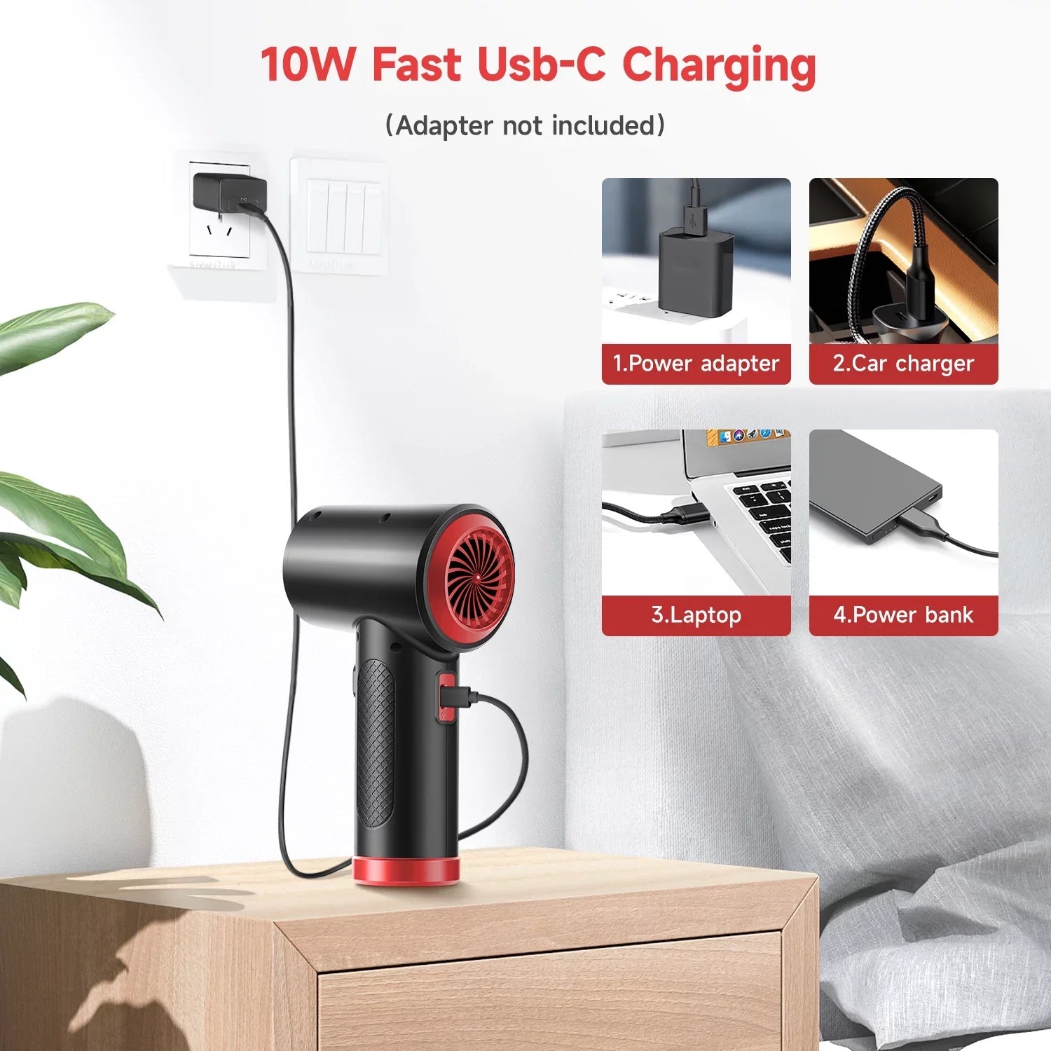 OTAO Electric Compressed Air Duster -Multi-use 51000RPM 3 Speeds Cordless Air Blower Keyboard Cleaner with LED Light for Computer Electronics Dust Off, Inflate Swimming Pool, Replace Air Can,Air Pump