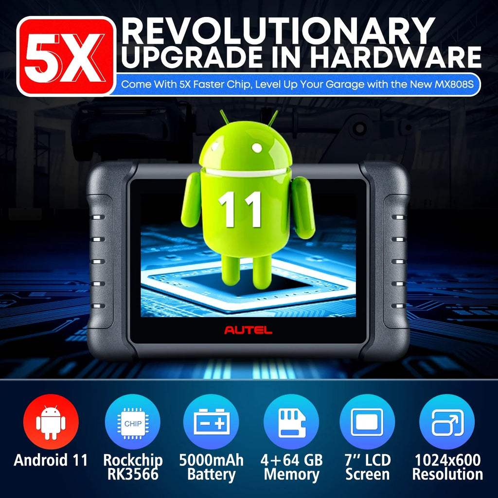 Autel MaxiCheck MX808S with 2 Year Update, 3000+ Bidirectional Diagnostic Tool Android 11 OE All System Scan, FCA Autoauth same as MK808S MK808Z RK3566 4- 4GB & 64GB