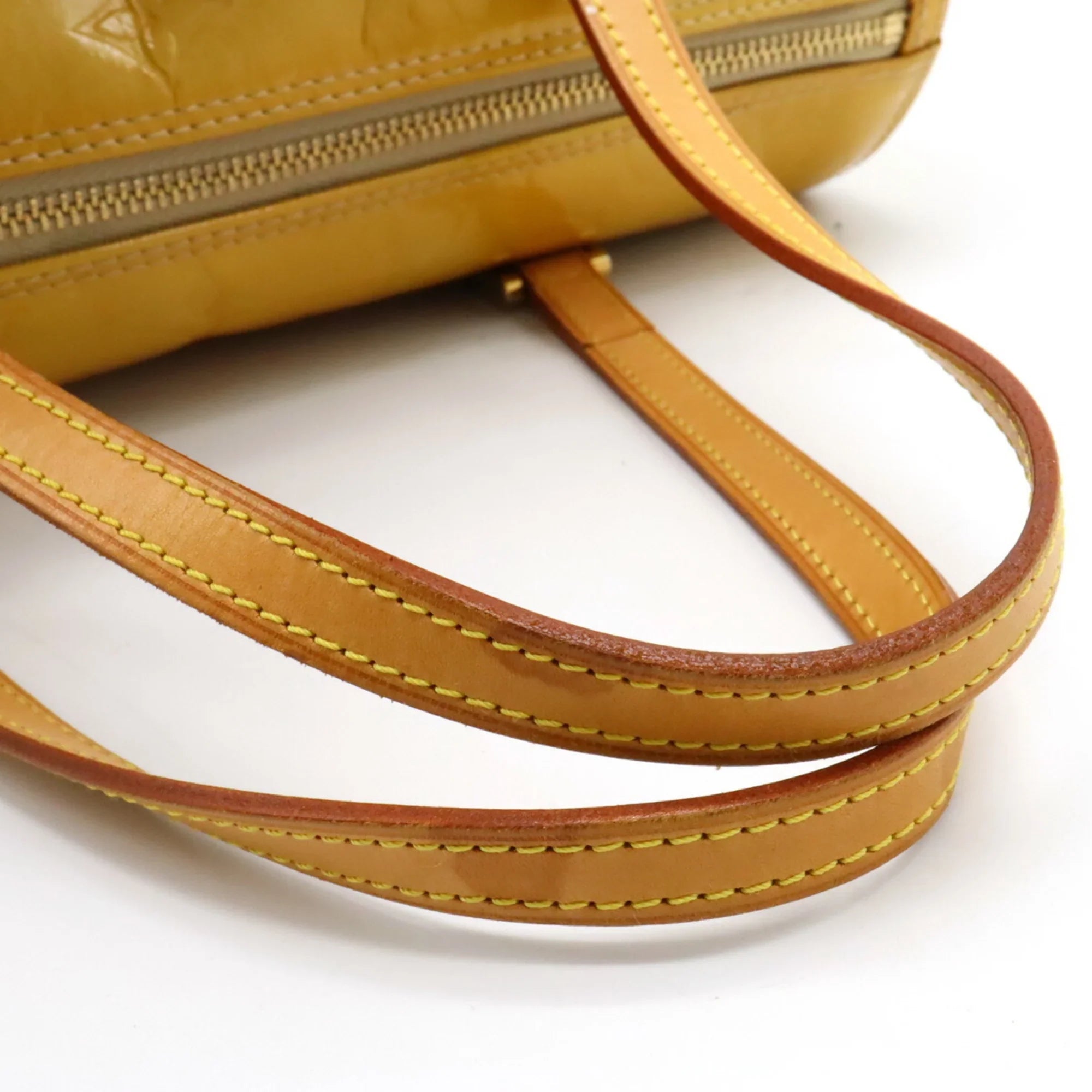 Pre-Owned LOUIS VUITTON Monogram Vernis Bedford Handbag Enamel Leather Beige Yellow M91006 (Fair)