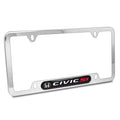 Honda Civic Si Real Carbon Fiber Nameplate Chrome Stainless Steel License Frame