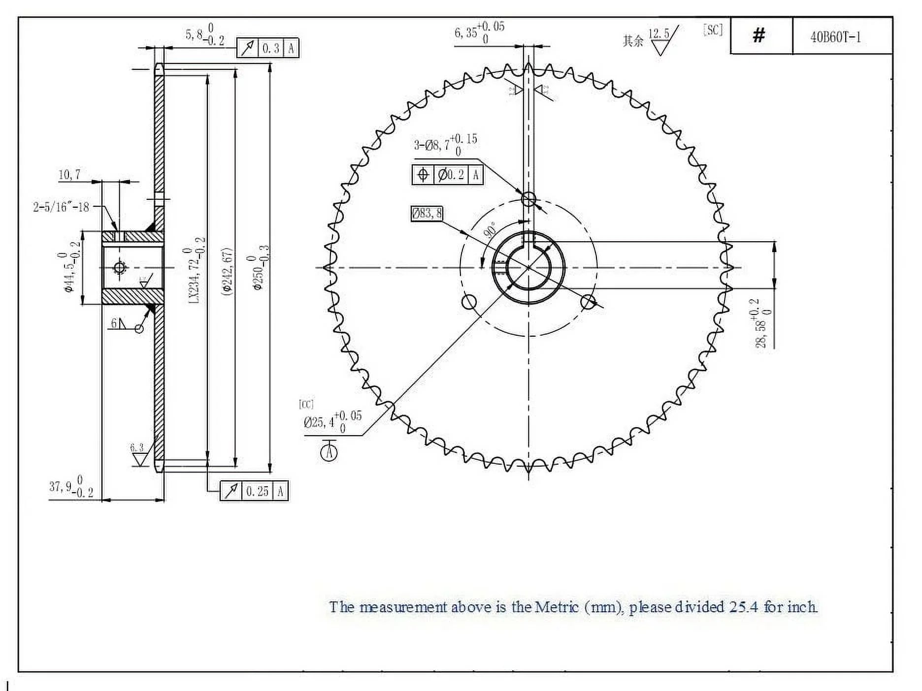 40B60T 1" Bore Go Kart Live Axle Sprocket 60 Teeth for 40 41 420 Roller Chain