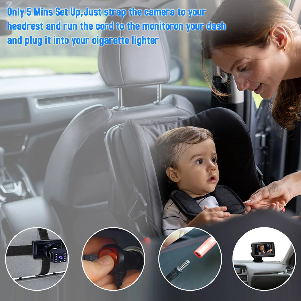 ammoon Invigilator Baby Car Mirror, Night Vision Monitor with 4.3'' Screen Wide View Angle, Resolution