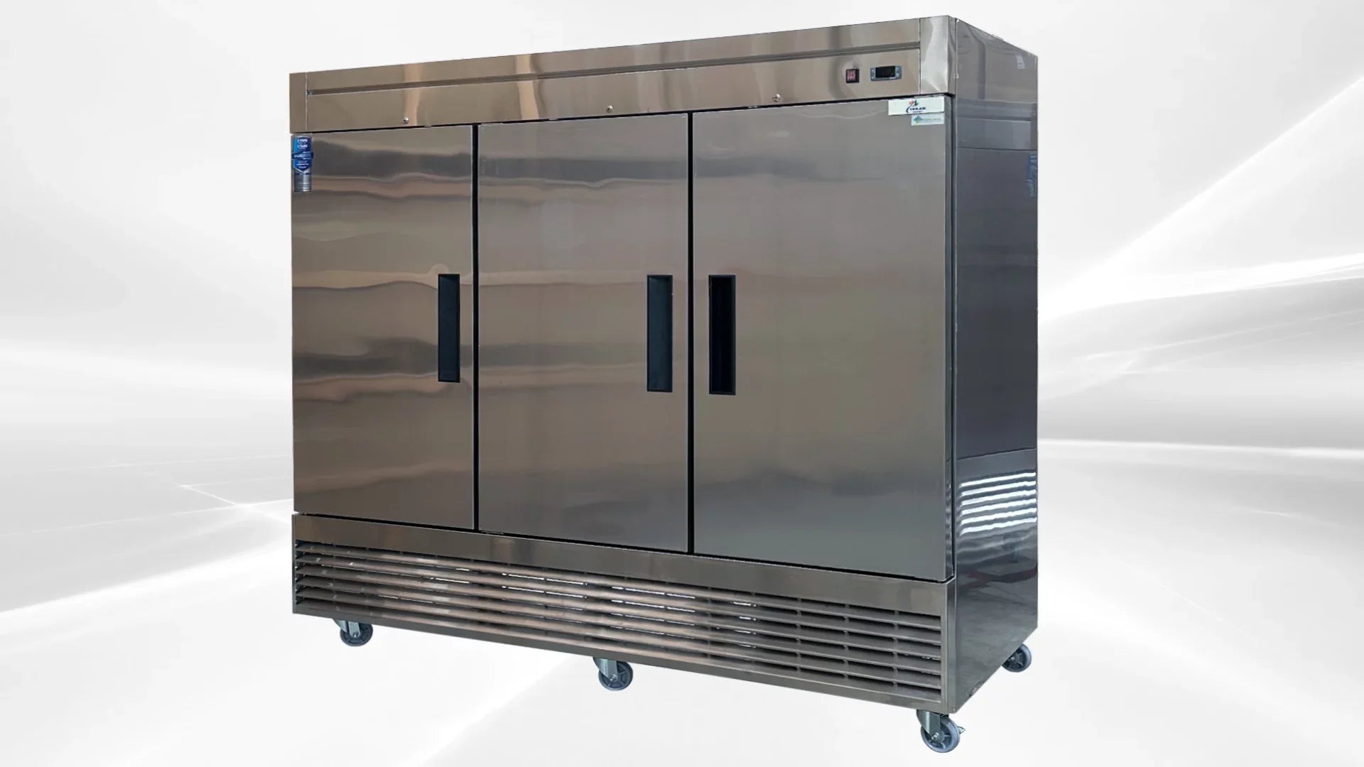 NSF Reach In Three Door Refrigerator SS interior D83R