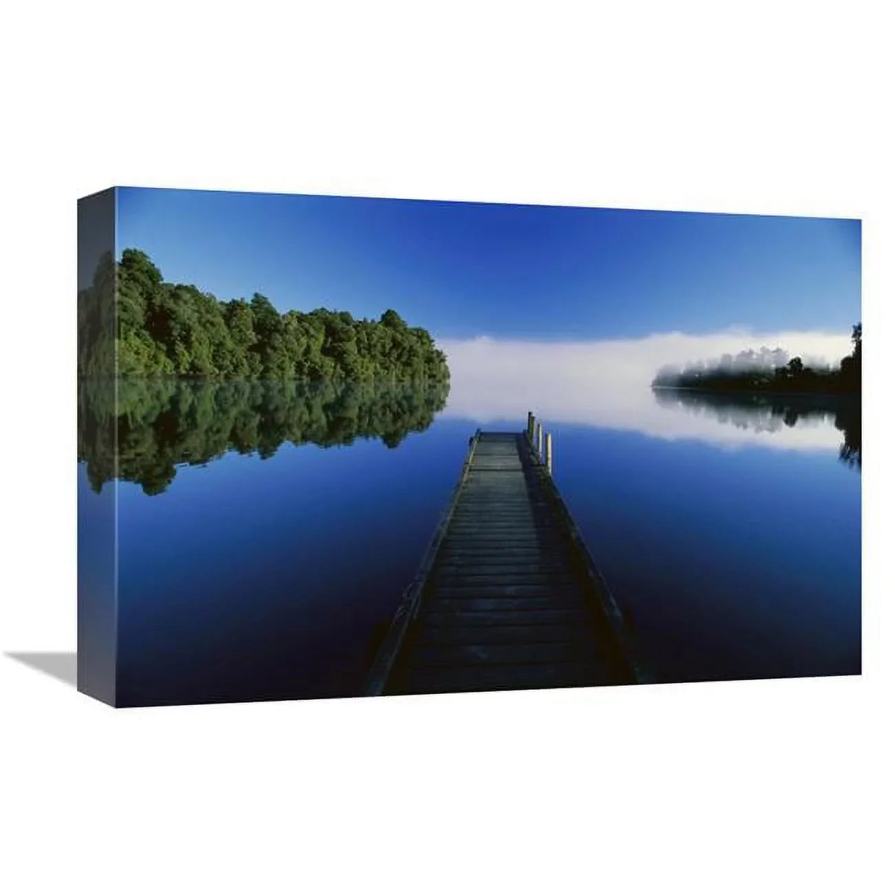 Global Gallery Wood Dock Reaching Out Into Lake Mapourika - South Island - New Zealand Art Print - Andy Reisinger
