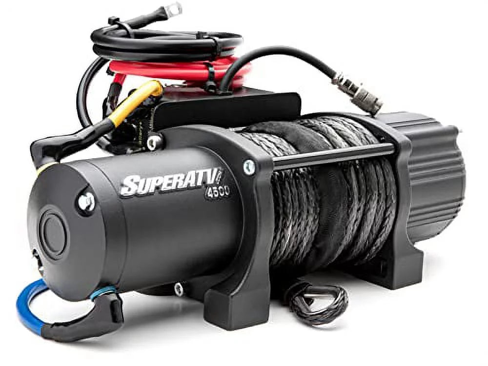 SuperATV 4500 LB Winch Fitting with 2021+ Yamaha Wolverine RMAX 2 / RMAX 4|Ready|Fit Winch|1.3 HP Motor|Preassembled and Wired|50 Foot Remote Range|3/16" Steel|166:1 Gear Ratio|QWM-Y-RMAX-4500