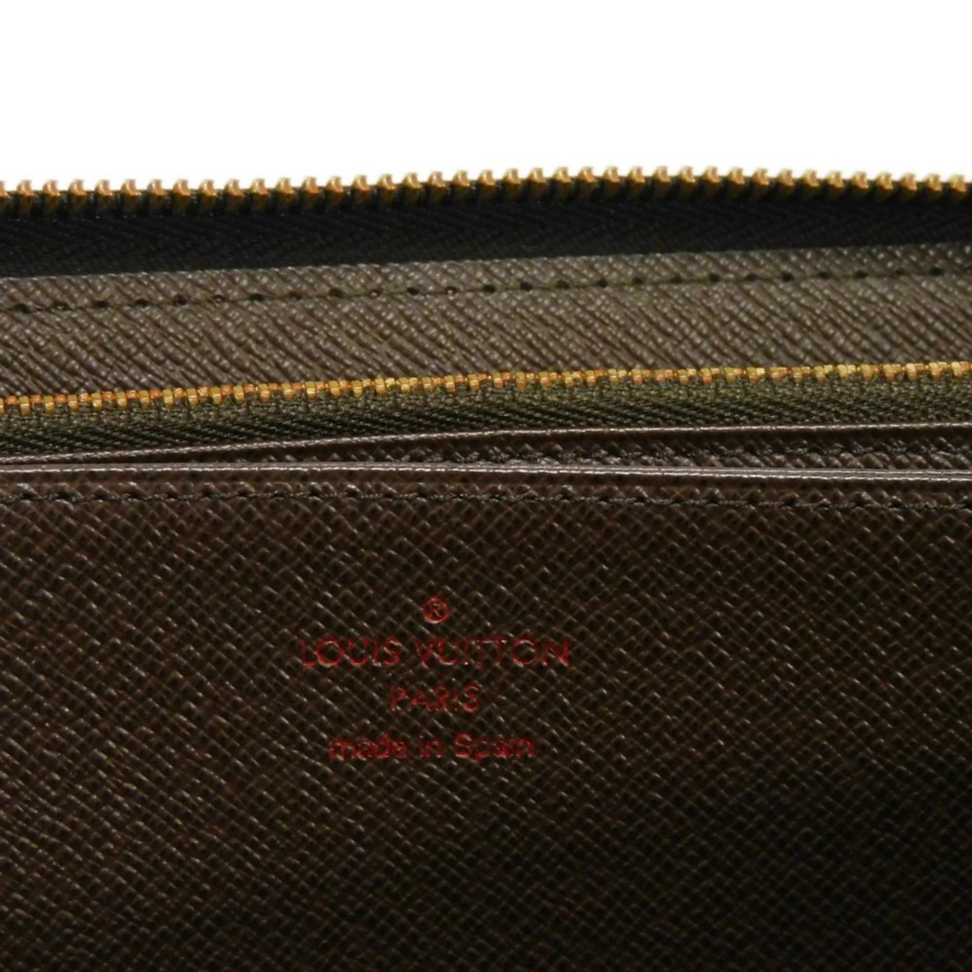 Pre-Owned LOUIS VUITTON Long Wallet Zippy Logo Brown New Round Zipper Checkered Pattern Vuitton Damier Ebene N41661 Men's Women's (Good)