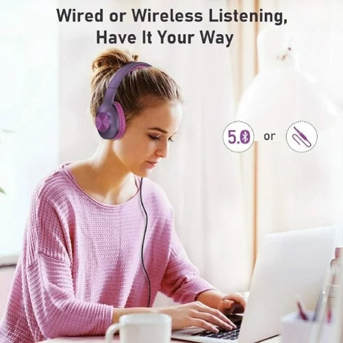 Wireless Headphones Foldable Over Ear Headset w Mic Earphones Hi-Fi Sound R5J for Samsung Galaxy Tab S6 Lite 10.4 S2 8.0 10.5 S5e 10.5 S4 10.5 S7 (2020) S 10.5 SM-T800 S8 Plus S21 Plus S20