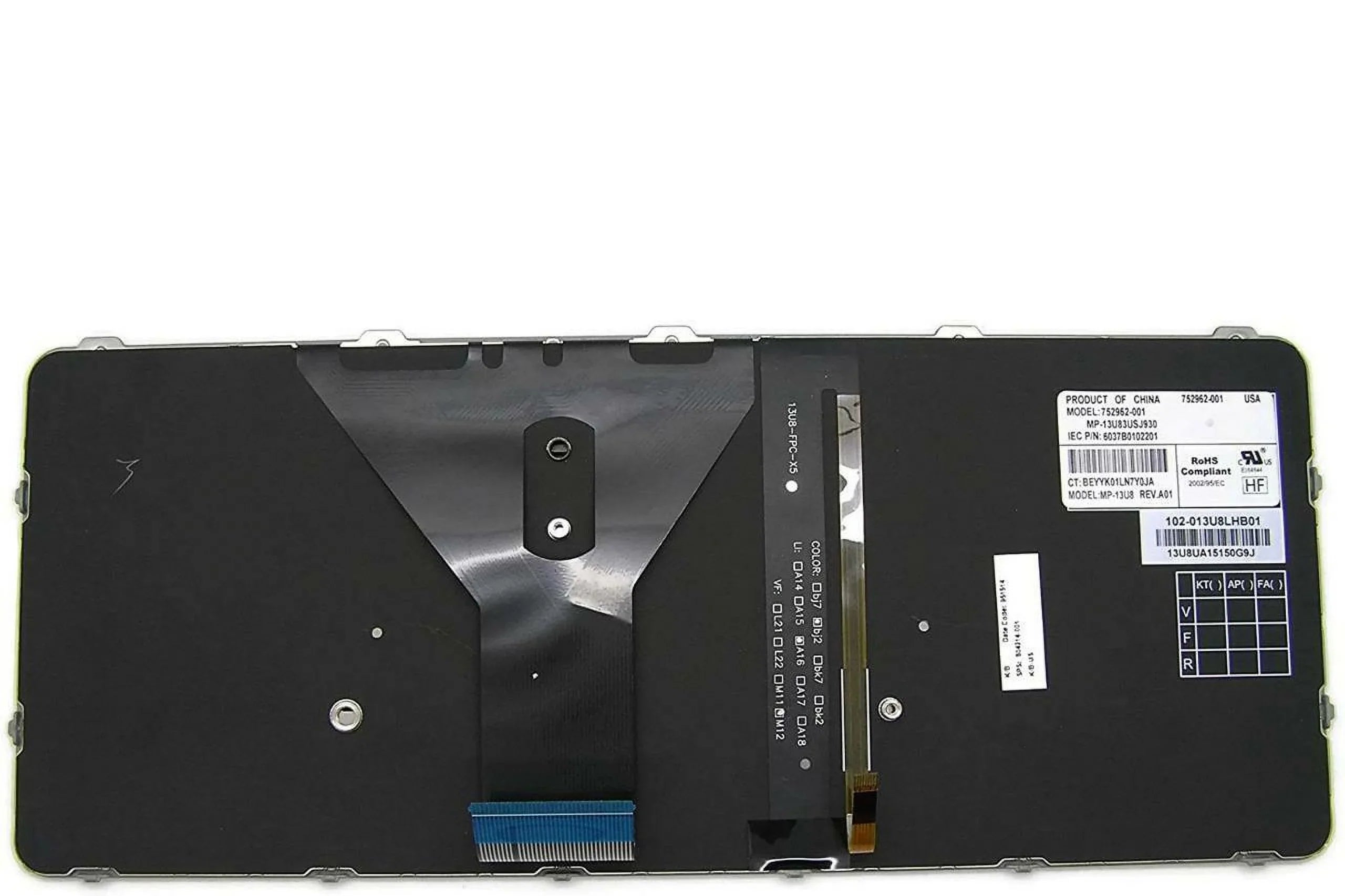 Pre-Owned HP EliteBook Folio 1020 G1 Silver Backlit Laptop Keyboard 804214-001 Grade A - Like New