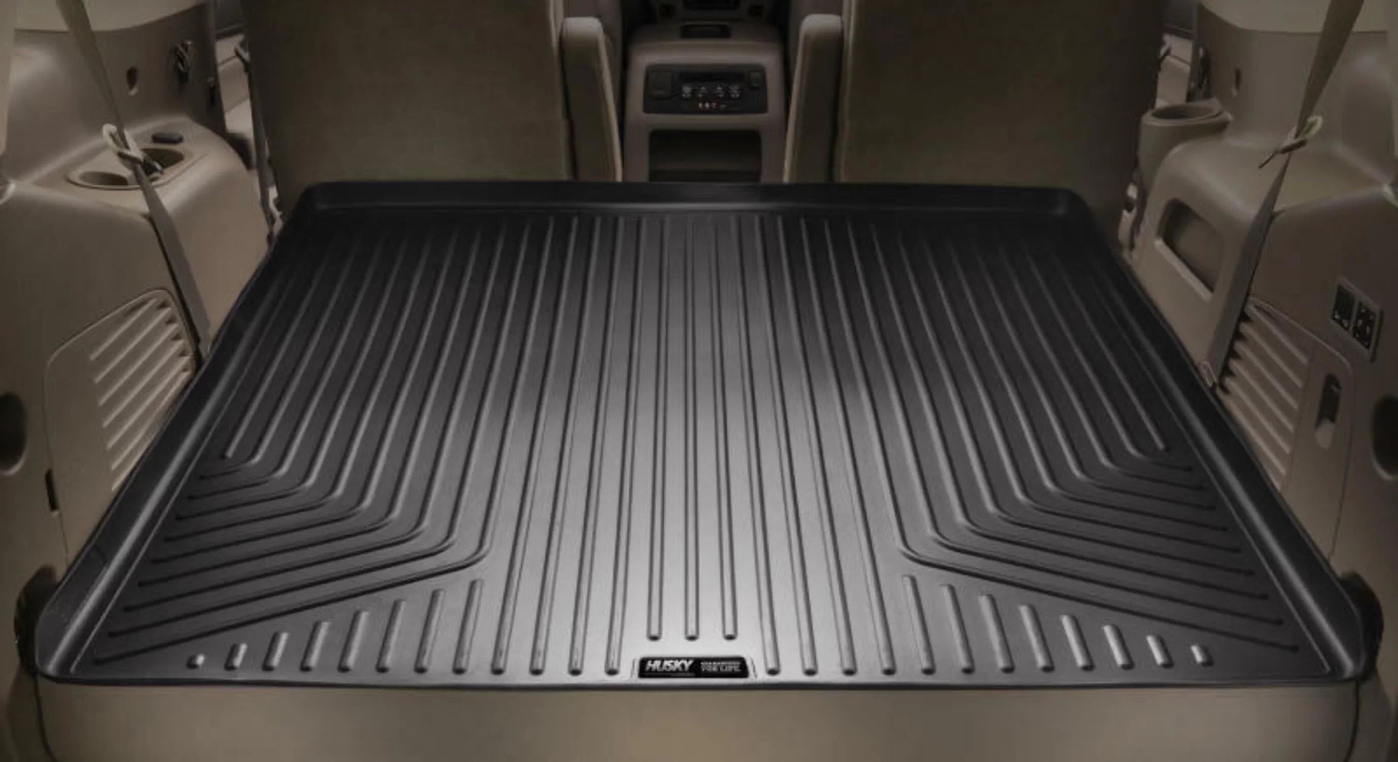 Husky by RealTruck Climate Series Cargo Liner Black Suitable with 12-19 Toyota Highlander; Suitable with to back of 2nd row Seats over foldered 3rd row Seats