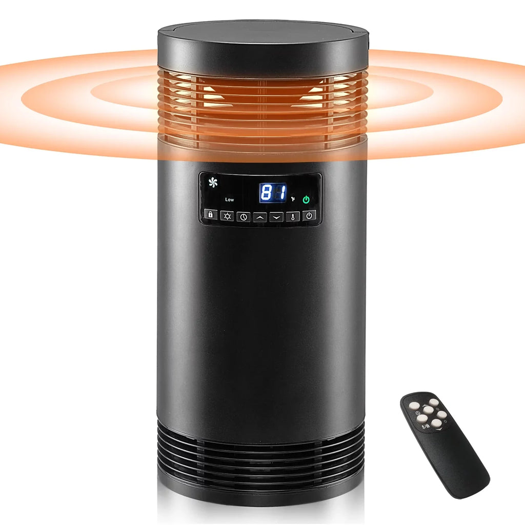 360° Surround Space Heater for Indoor Use, 1500W PTC Ceramic Office Heater with Thermostat, Fan Only Mode, Electric Portable Heater with Safety Protection for Office Desk
