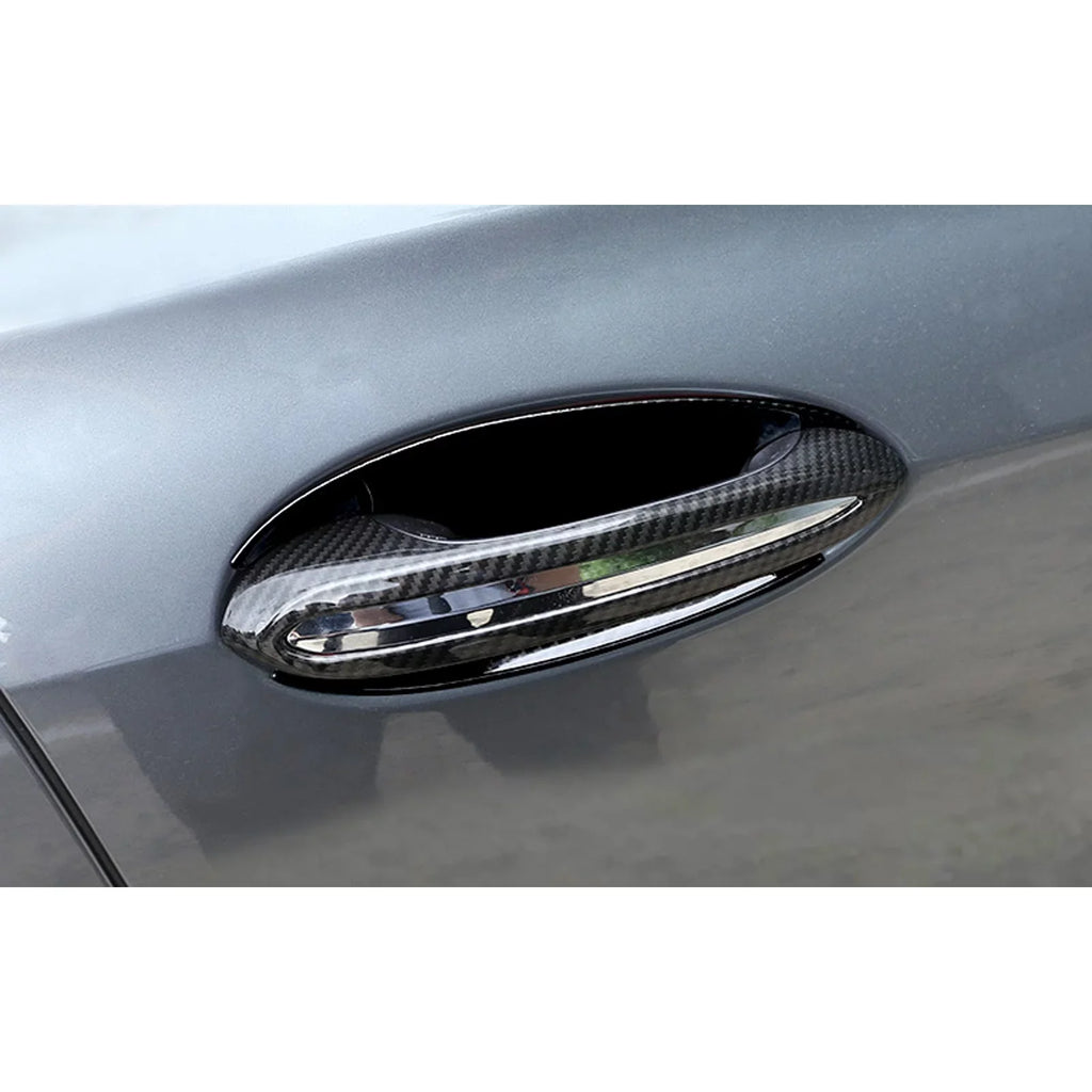 Xotic Tech 1 Set (4 pieces) Exterior Door Handle Surround Coating trims, Carbon Fiber Style, Matching with BMW 5 Series G30 2018-up