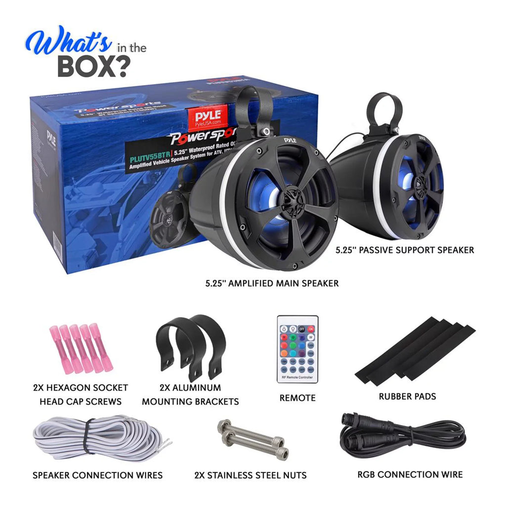 Pyle 5.25 In 1,000 Watt 2 Channel Waterproof Off Road Ship and ATV Speakers