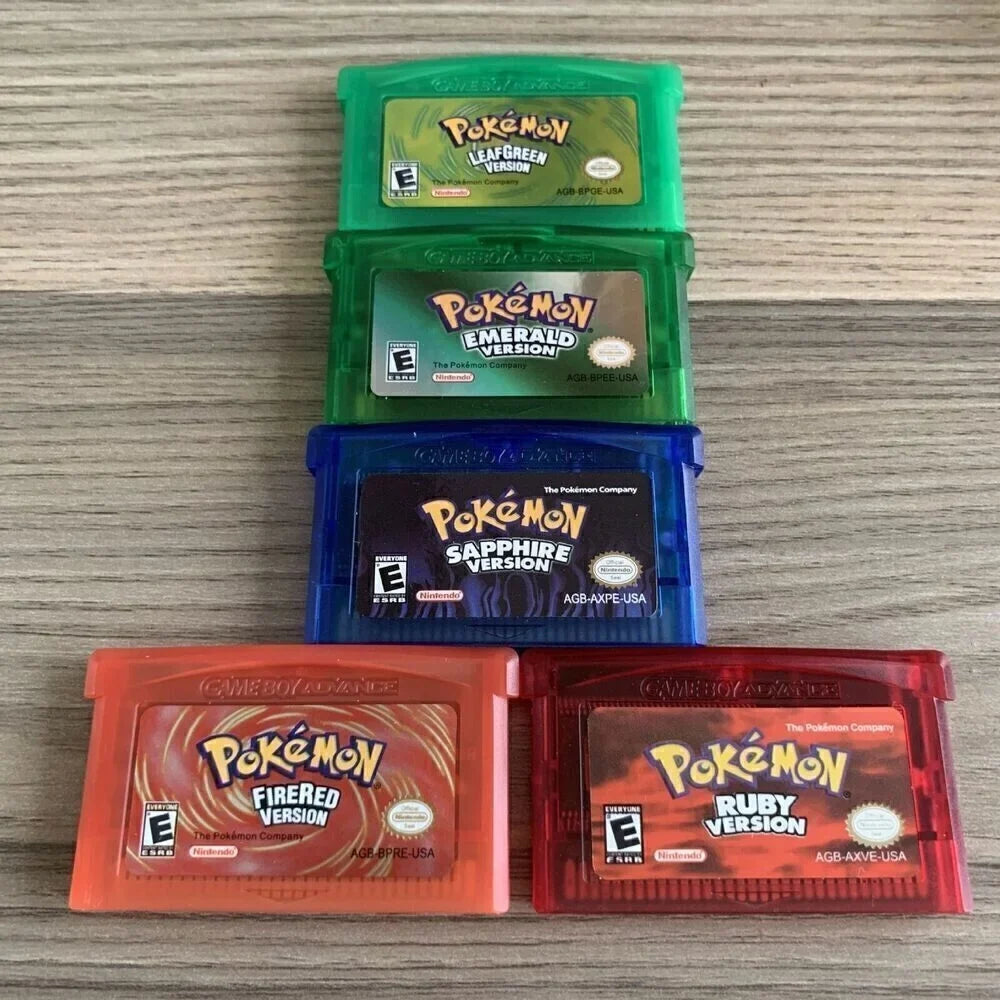 NDSL GBA SP Game Card Ruby/Sapphire/Emerald/Fire Red/Green Leaf 5-in-1-