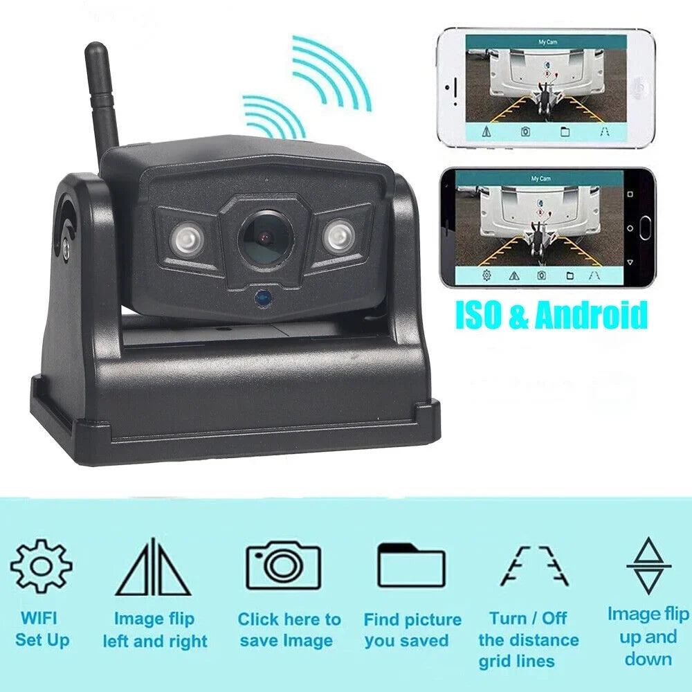 JahyElec WiFi Wireless Backup Camera, Magnetic Mount, 9600mAh Battery, Optimal for Front/Rear View