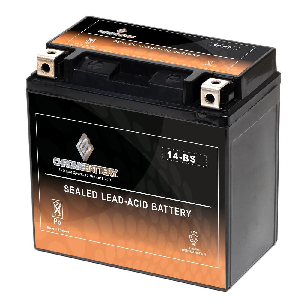 Chrome Battery YTX14-BS (14-BS 12 Volt,12 Ah, 200 CCA) Motorcycle Battery for Honda 1100cc Vt1100c, C3, T Shadow (spirit, Aero, A. C. E. Tourer) 2003