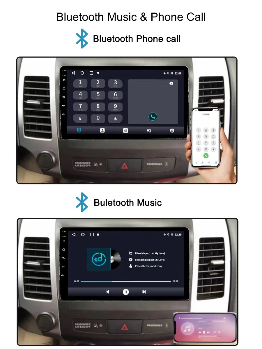 Carplay Android Auto Car Radio GPS Navgation For Mitsubishi Outlander 2 CW0W 2005 - 2013 Android Screen Multimedia Player