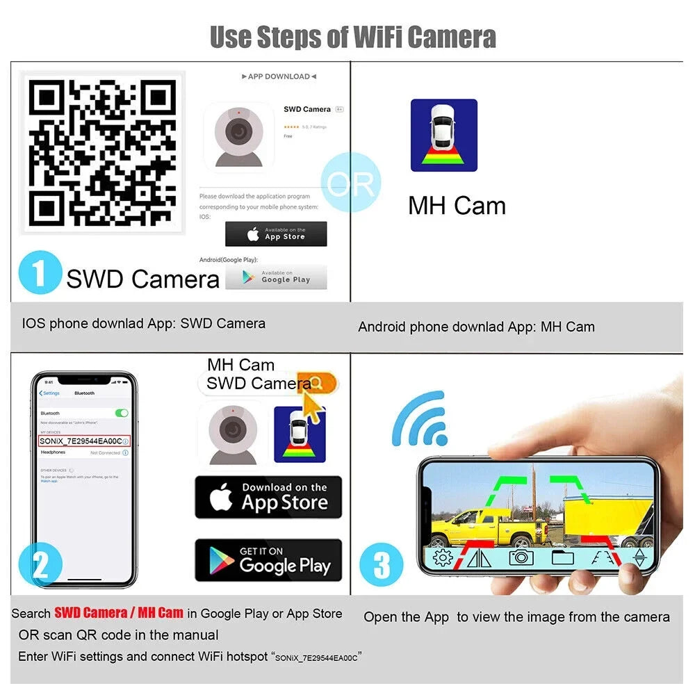JahyElec WiFi Wireless Backup Camera, Magnetic Mount, 9600mAh Battery, Optimal for Front/Rear View