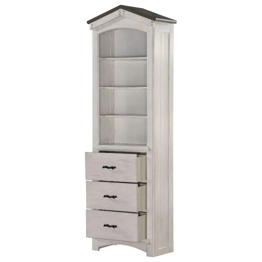 ACME Tree House Bookcase Cabinet in Climate White and Washed Gray