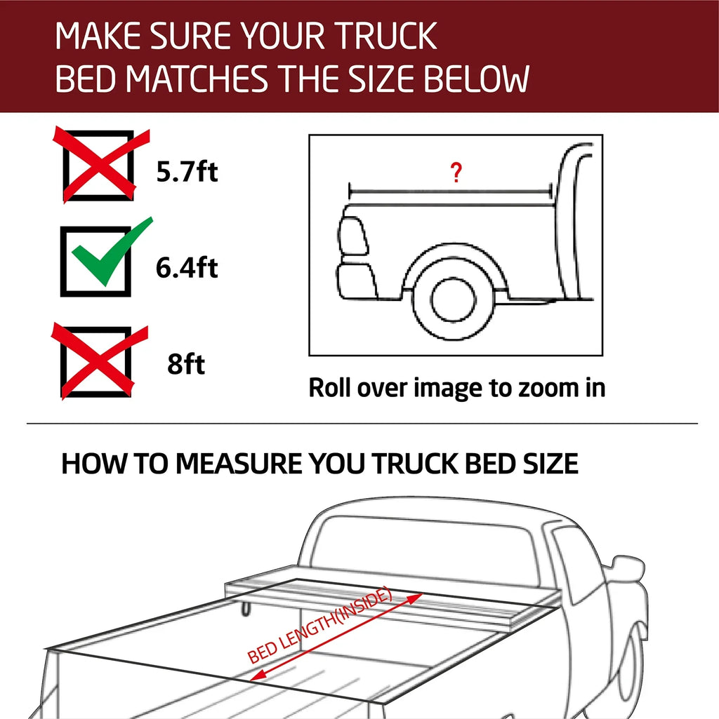 Kikito Professional FRP Hard Tri-Fold Truck Bed Tonneau Coating for 2003-2024 Ram 1500 2500 3500 6.4ft (74.6in) Bed Without | Rambox & Deckrail System |
