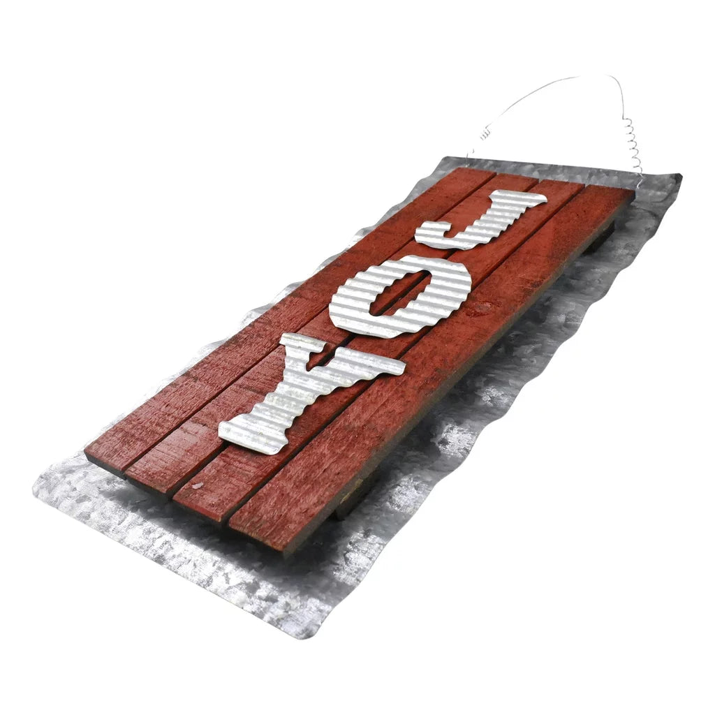 Holiday Joy Corrugated Metal Hanging Sign, 18-3/4-Inch