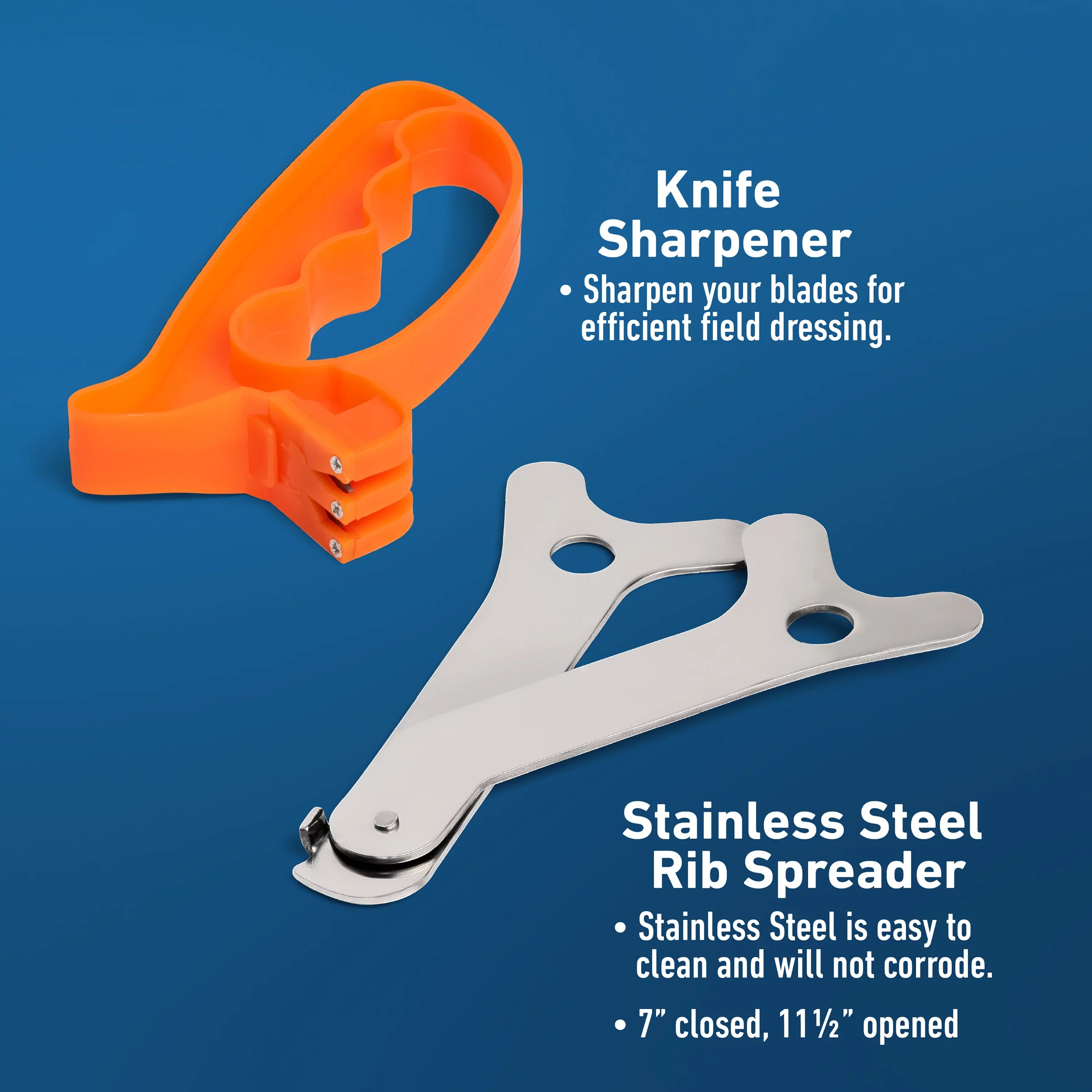 Maxam 7 Piece 420 Stainless Steel Game Cleaning Set - Satin Finish Blades