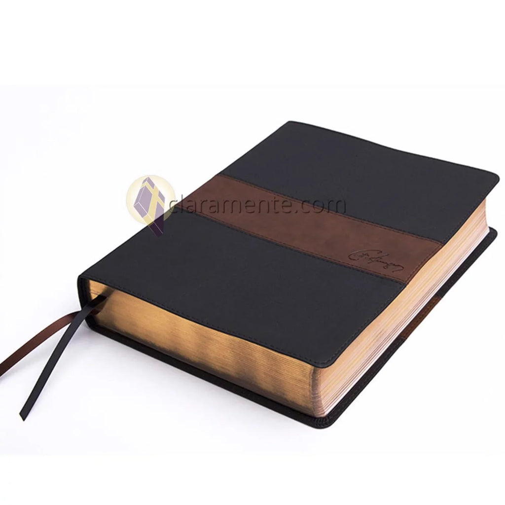 RVR 1960 Biblia de estudio Spurgeon, negro/marrón símil piel Coating