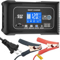 OIEXI 20-Amp Smart Battery Charger,Lithium,LiFePO4,Lead-Acid,Portable Car Battery Charger,Trickle Charger,Maintainer/Deep Cycle Charger,12V/20A and 24V/10A Adjustable,for Vessel Mower,Golf Cart..