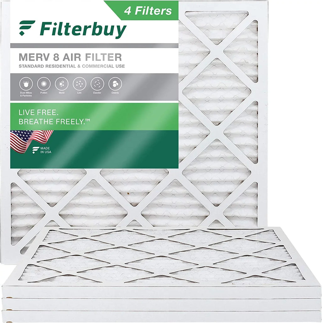 Filterbuy 11.25x11.25x1 MERV 8 Pleated HVAC AC Furnace Air Filters (4-Pack)