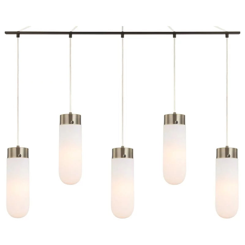 Woodbridge Lighting Tanner 42" 5-Light LED Opal Bullet Chandelier in Bronze