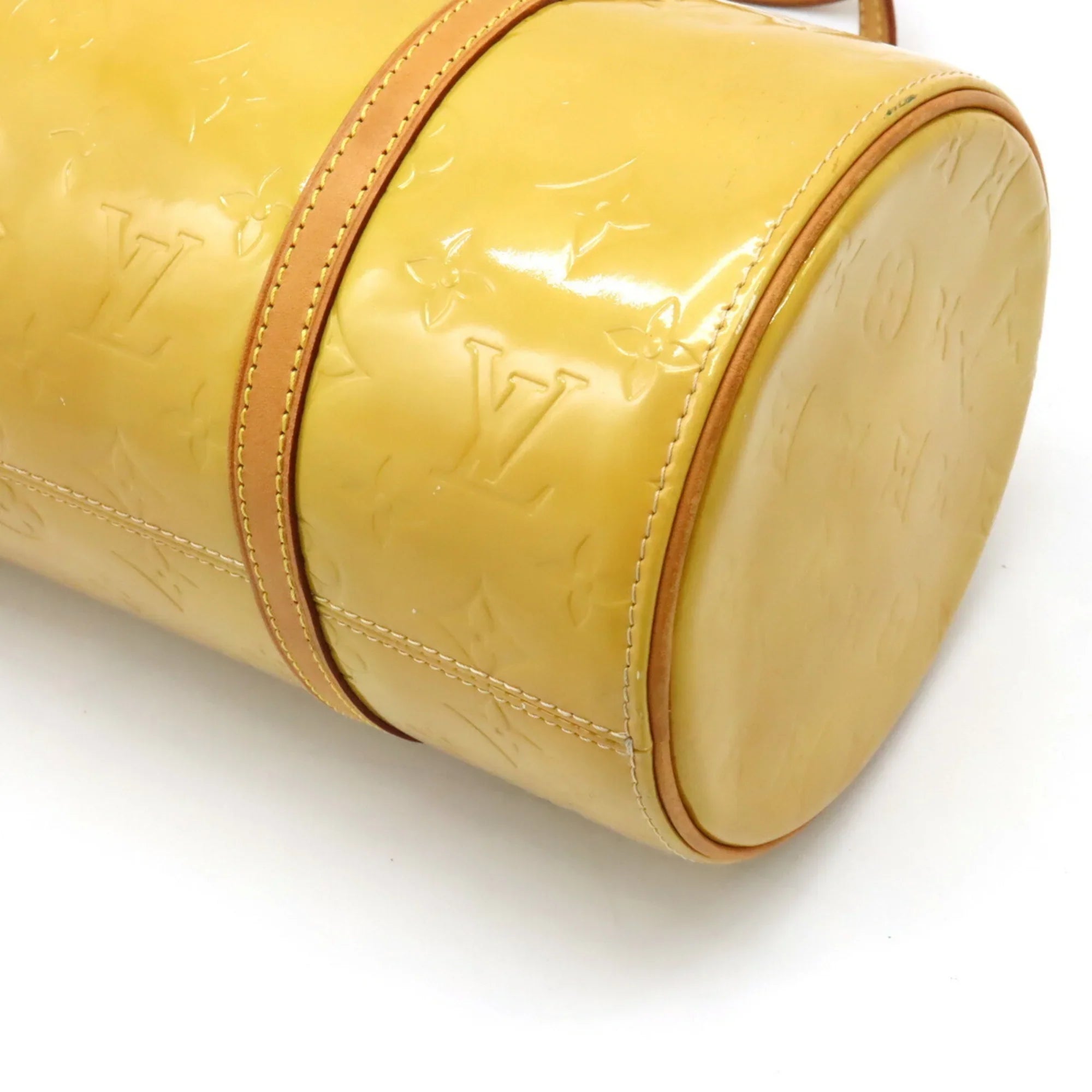 Pre-Owned LOUIS VUITTON Monogram Vernis Bedford Handbag Enamel Leather Beige Yellow M91006 (Fair)