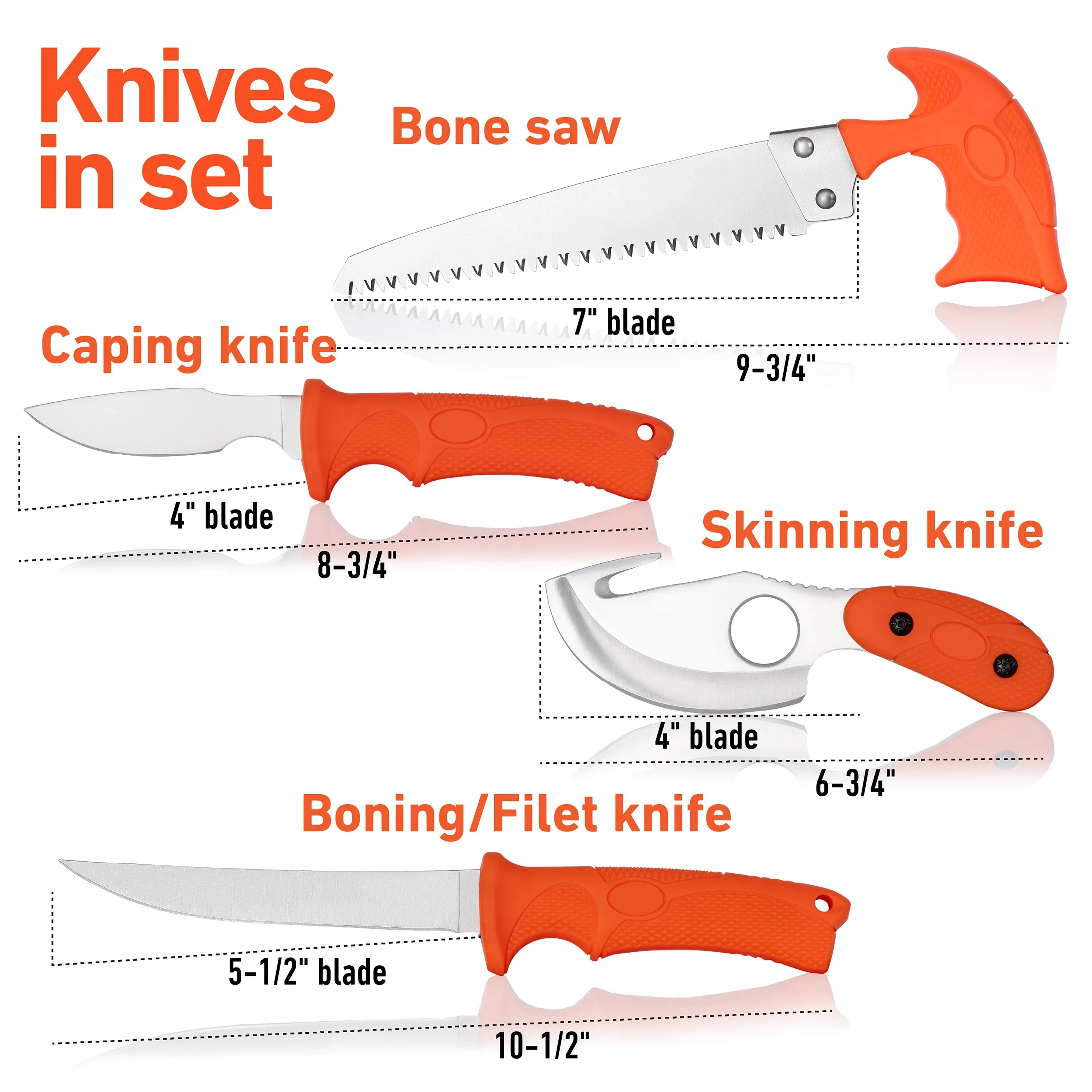 Maxam 7 Piece 420 Stainless Steel Game Cleaning Set - Satin Finish Blades