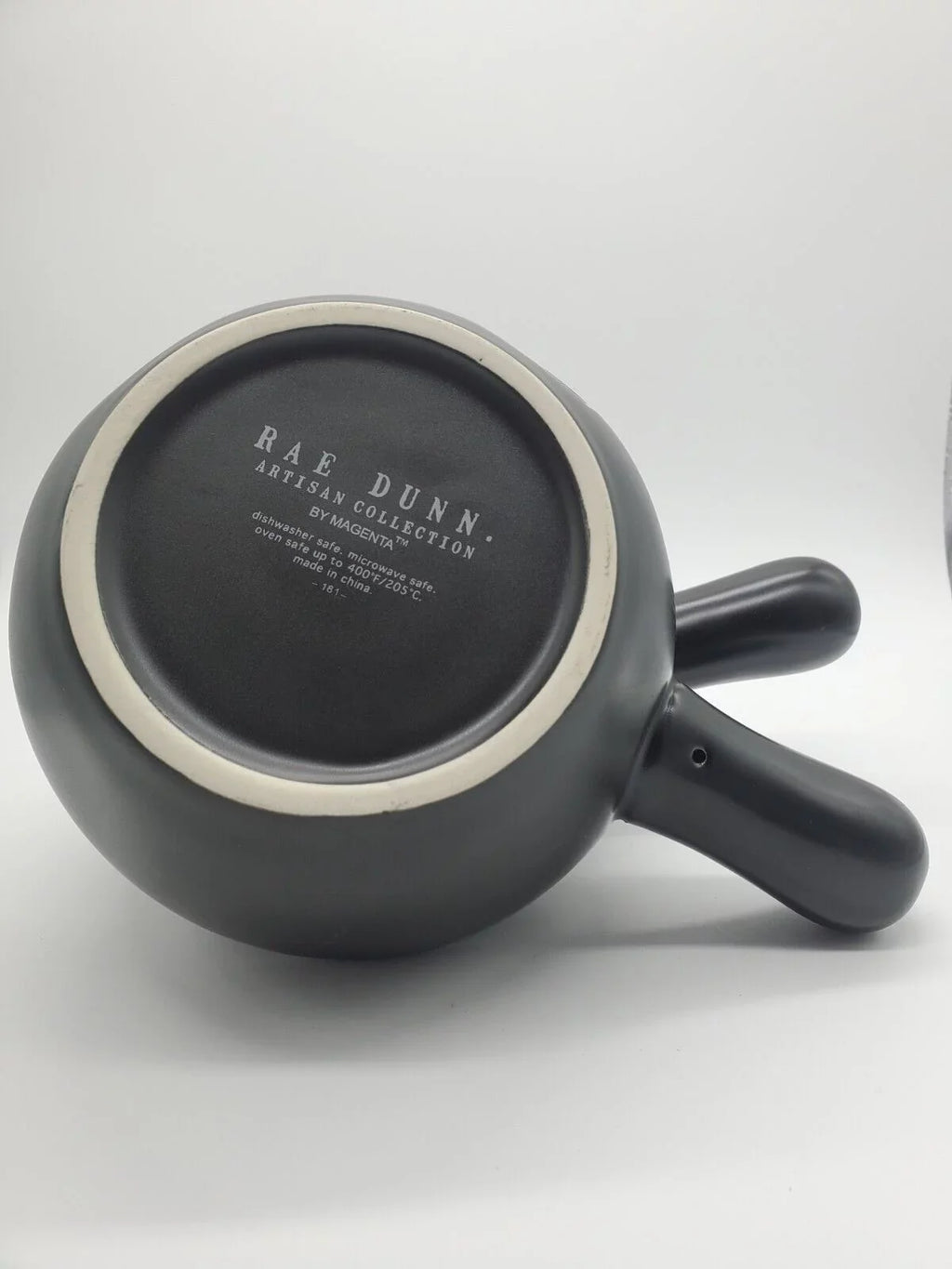 Rae Dunn CHILI Handled Bowl Black Ceramic with White LL Letters