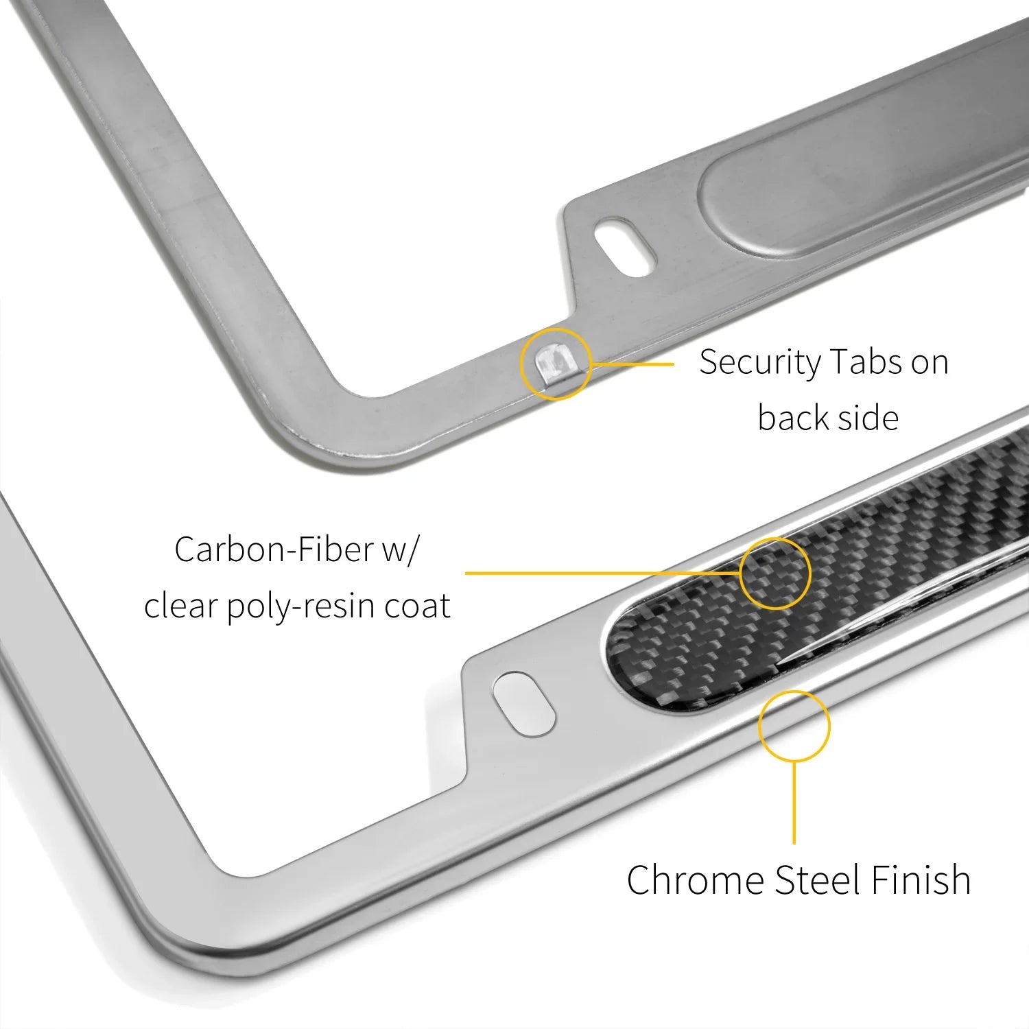 Honda Civic Si Real Carbon Fiber Nameplate Chrome Stainless Steel License Frame