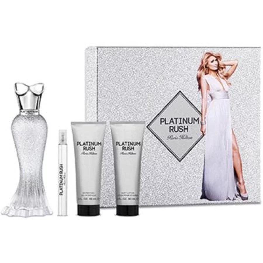Paris Hilton Platinum Rush Women's Eau De Parfum 3.4 oz 4 Piece Set
