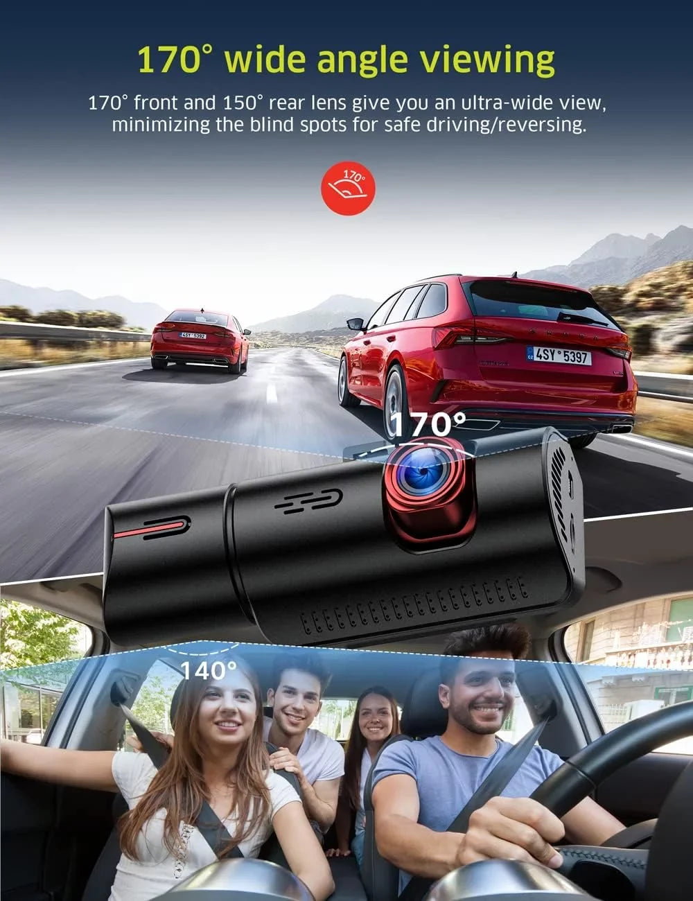 TOGUARD 4K Dual Dash Cam GPS WiFi Car Camera, 2160P+1080P Dashcam Front and Inside IR Night Vision, 3.16” IPS Screen, Night Vision, 170°Wide Angle, WDR, 24H Parking Mode