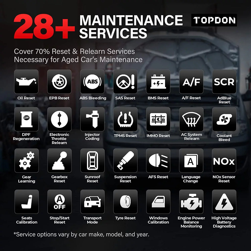 OBD2 Scanner, TOPDON AD800 Car Diagnostic Scan Tool All System Scan 28+ Reset Service, Oil Reset, ABS Bleed, Injector Coding, 2 Years Free Update