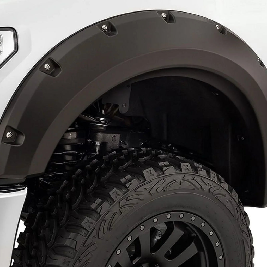 Bushwacker by RealTruck Max Wrap Pocket/Rivet Style Rear Fender Flares | 2-Piece Set, Black, Textured Finish | 10044-02 | Fitting with 2007-2018 Jeep Wrangler JK Unlimited