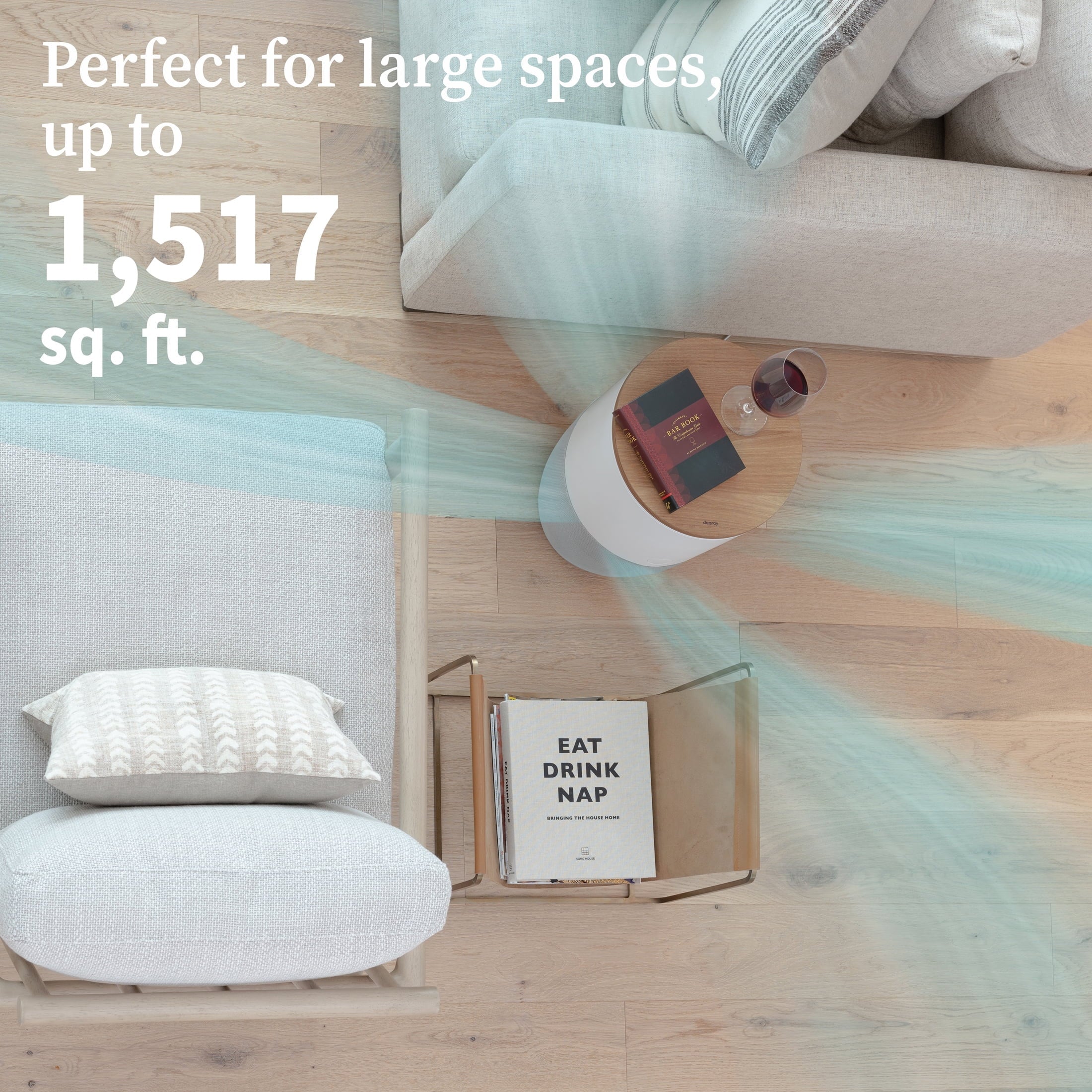 Dupray Bloom™ Air Purifier | Smart Medical-Grade HEPA-13 Air Filtration With Walnut Accent Table