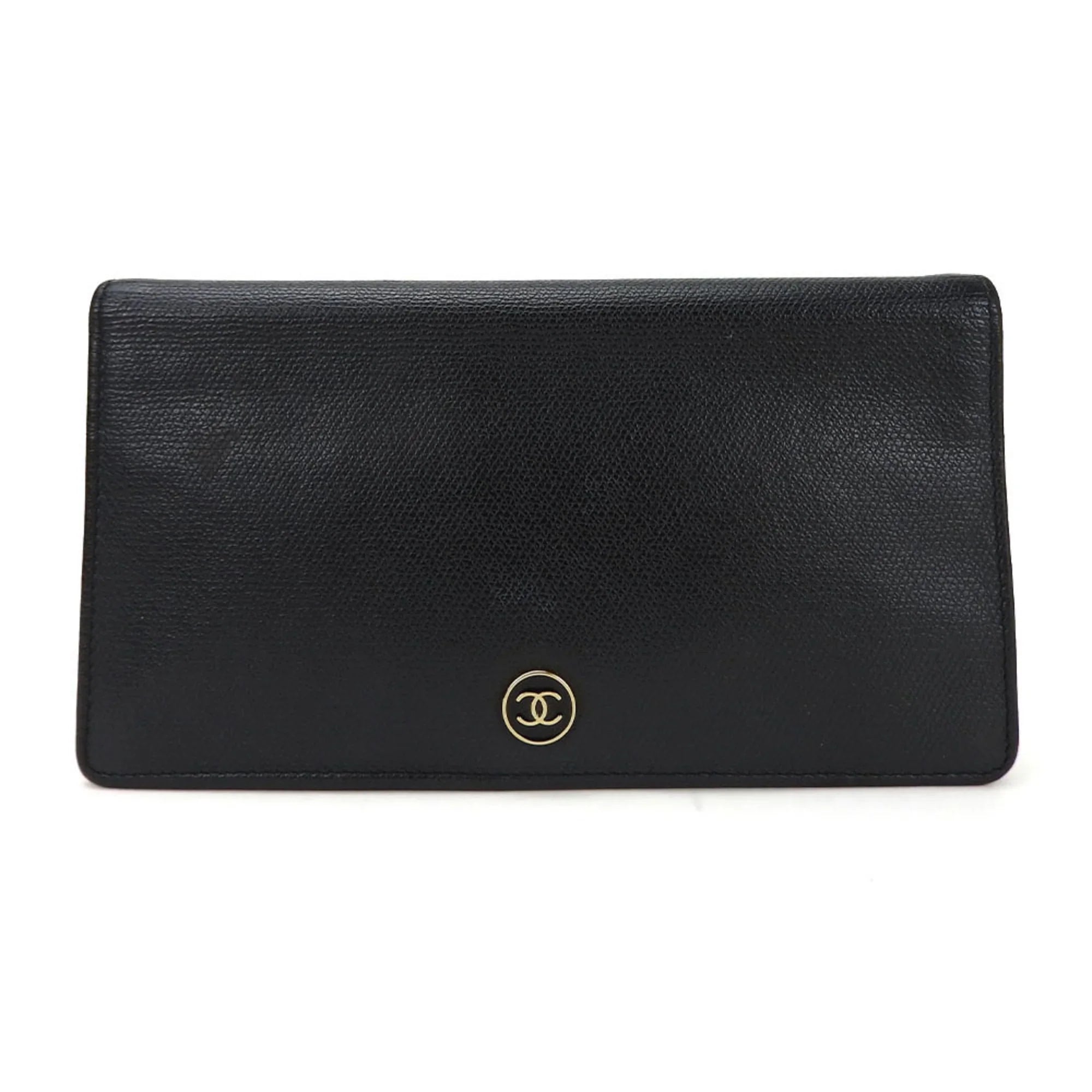 Pre-Owned CHANEL bifold long wallet A20904 1 Coco button black leather accessories ladies coco (Good)