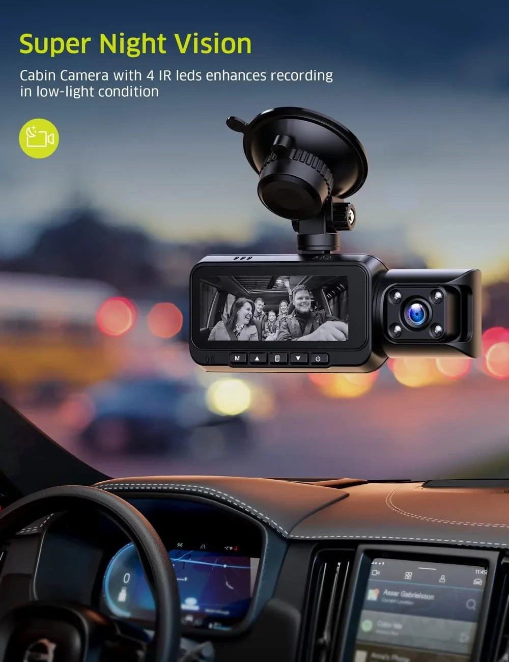 TOGUARD 4K Dual Dash Cam GPS WiFi Car Camera, 2160P+1080P Dashcam Front and Inside IR Night Vision, 3.16” IPS Screen, Night Vision, 170°Wide Angle, WDR, 24H Parking Mode