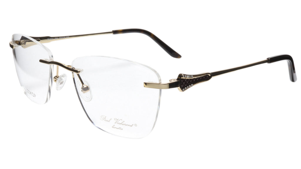 Paul Vosheront Tapered Square Gold & Black Acetate Optical Frame 52-18-135 37