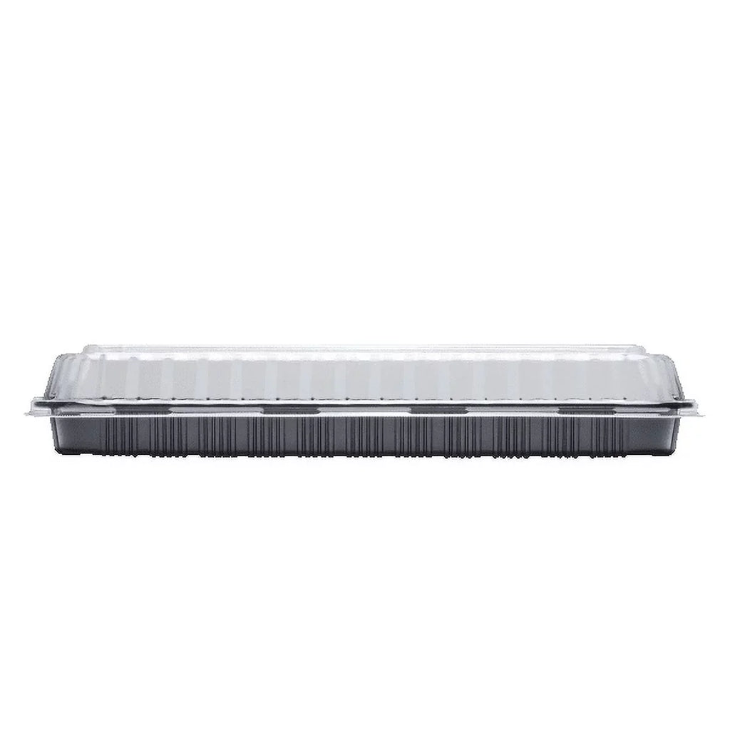 Karat Full Slab Black PP Plastic Rib Container with Clear OPS lid - 100 ct