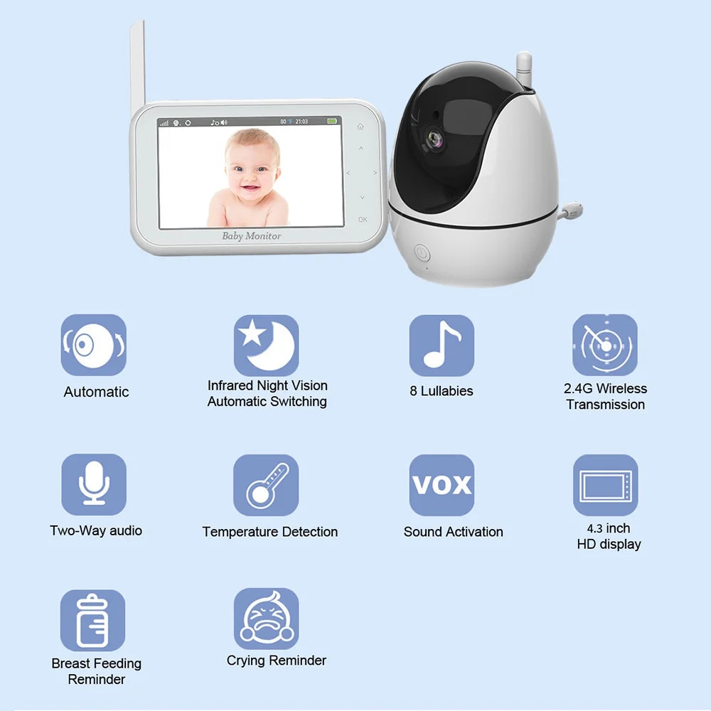 Dazzduo Monitor with Camera,Function Infrared Vision Camera 720P 4.5 8 Loop LCD Screen 2 Way Audio Video Camera 4.5 Inch LCD Audio Motion Infrared Wireless - 2-Way - Includes 8 4.5 inch LCD OWSOO